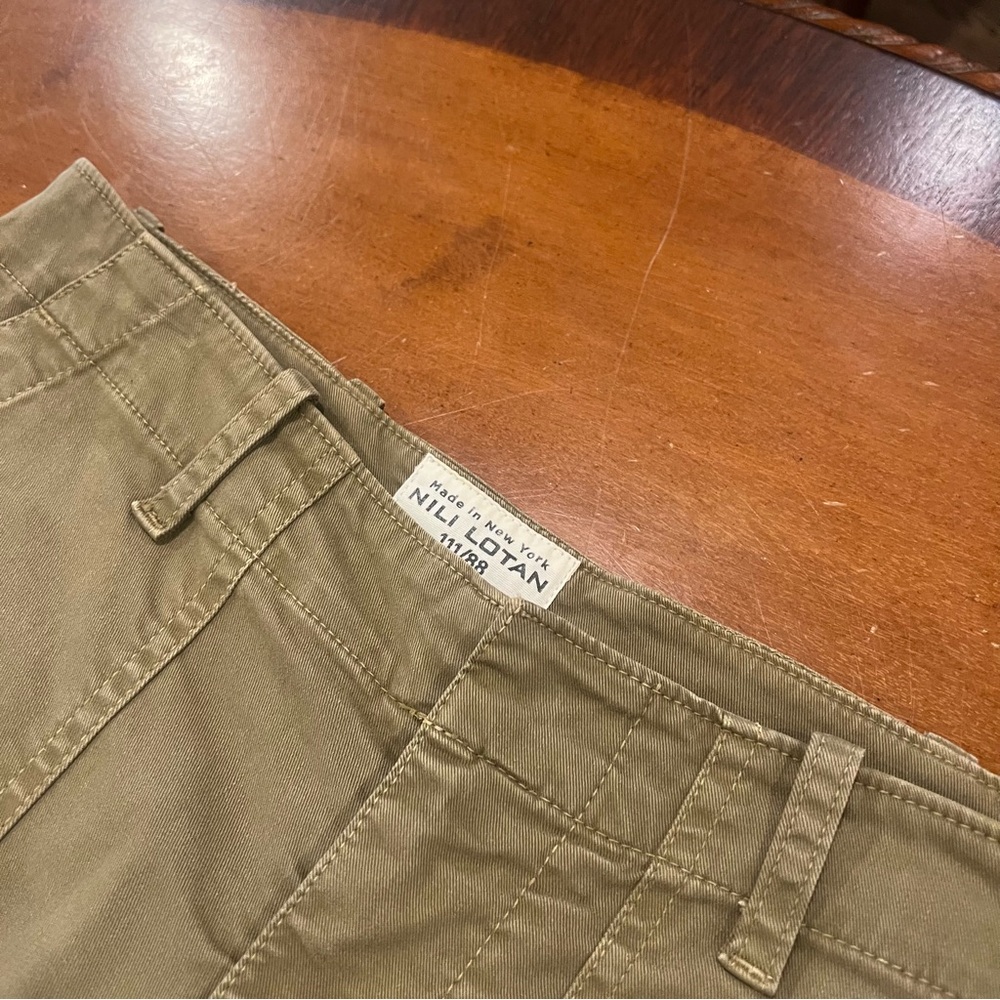 Nili Lotan Jenna Pant Low-Rise Twill Military Raw Hem Green Size 4 Patch Pockets - Picture 6 of 16